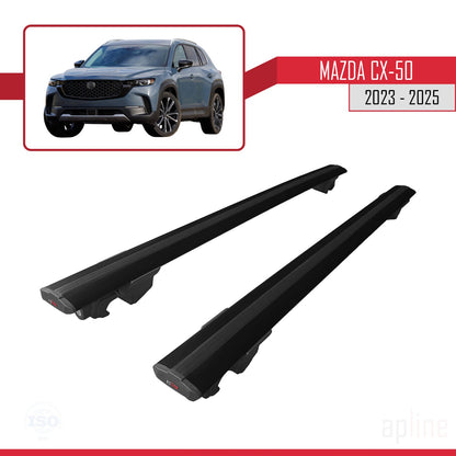 Compatible avec Mazda CX-50 2023-2025 HOOK Model Barres de Toit Railing Porte-Bagages de Voiture Noir Aluminium 2 Barres