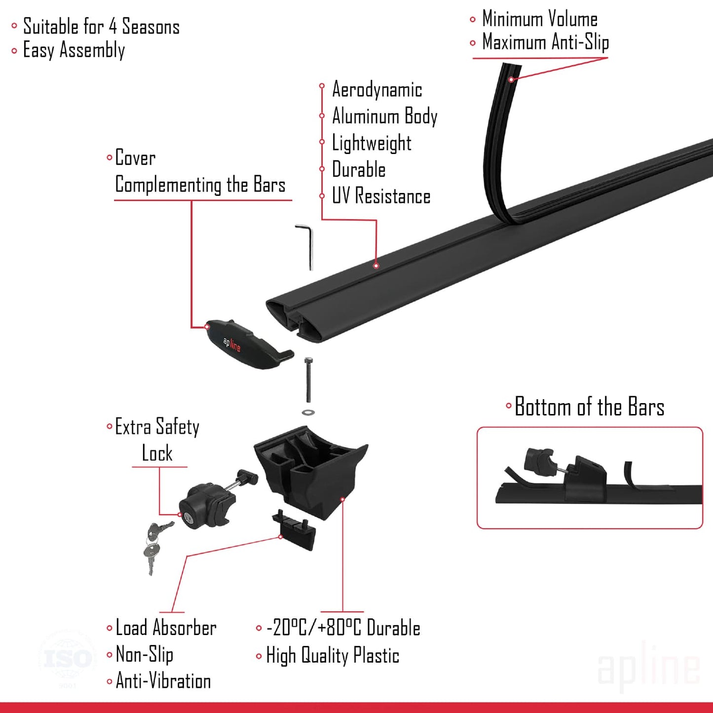 Compatible avec Lexus LX 600 2022-2025 HOOK Model Barres de Toit Railing Porte-Bagages de Voiture Noir Aluminium 2 Barres