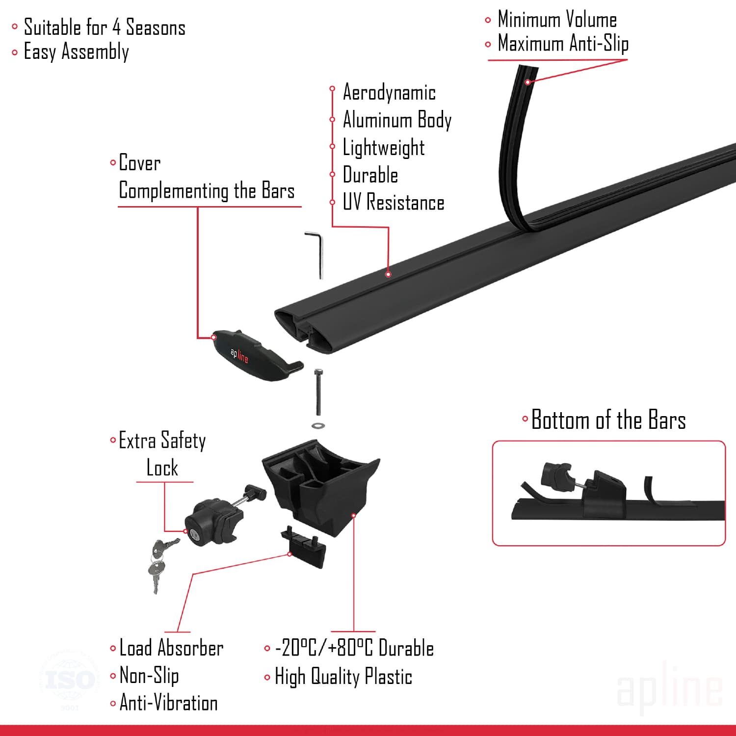 Compatible avec Fiat Egea / Tipo Cross (LIMITED) 2023-2025 HOOK Model Barres de Toit Railing Porte-Bagages de Voiture Noir Aluminium 2 Barres