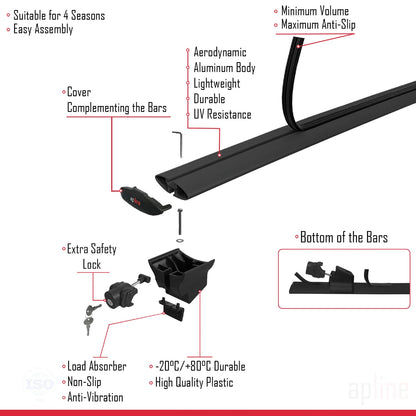 Compatible avec Mercedes EQA 2022-2024 HOOK Model Barres de Toit Railing Porte-Bagages de Voiture Noir Aluminium 2 Barres