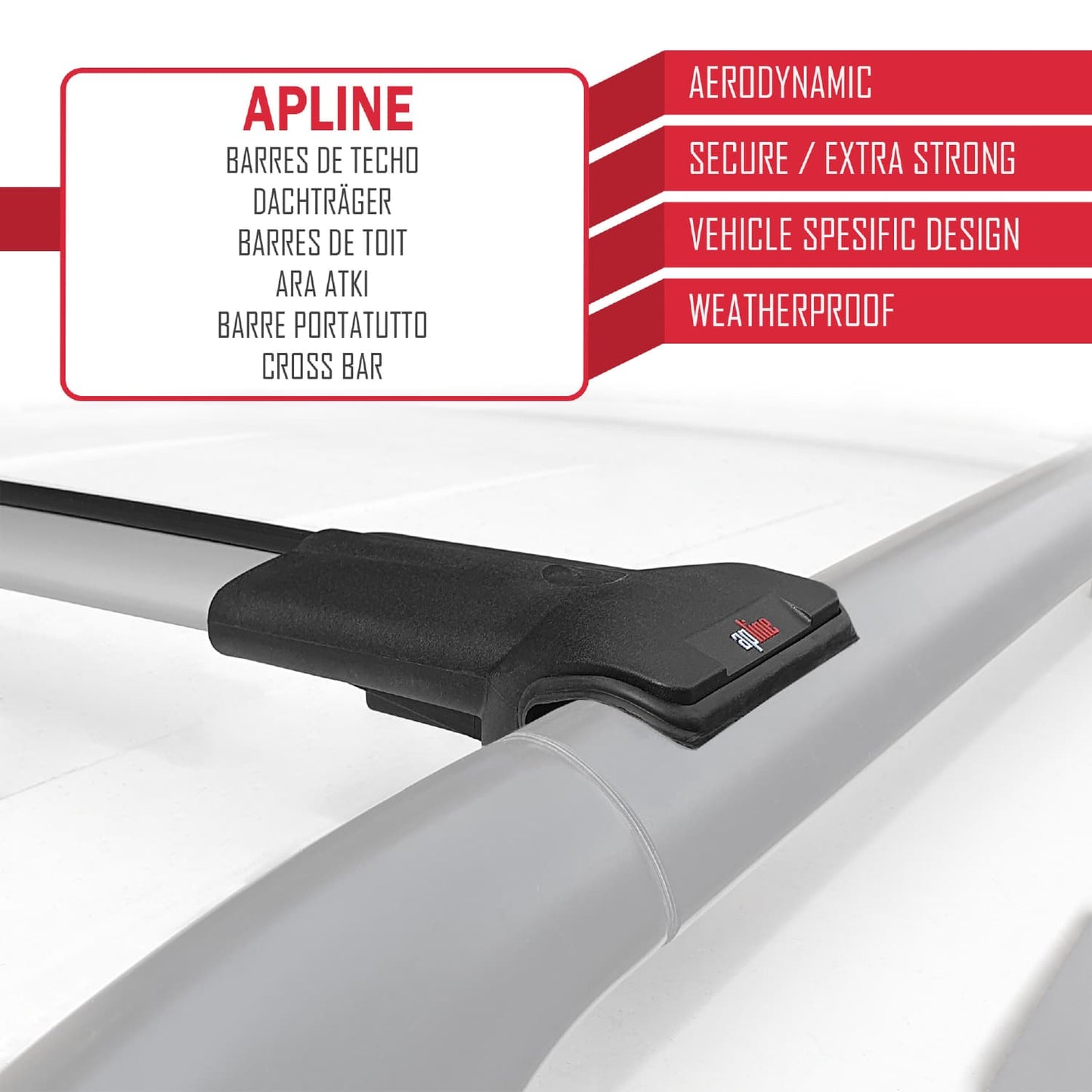 Compatible with Hyundai Elantra Touring (FD) 2009-2012 FLY Model Car Roof Rack Cross Bar Grey Aluminium 2 Bars