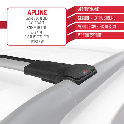 Compatible avec Peugeot Partner 3 2019-2022 FLY Model Barres de Toit Railing Porte-Bagages de Voiture Gris Aluminium 2 Barres