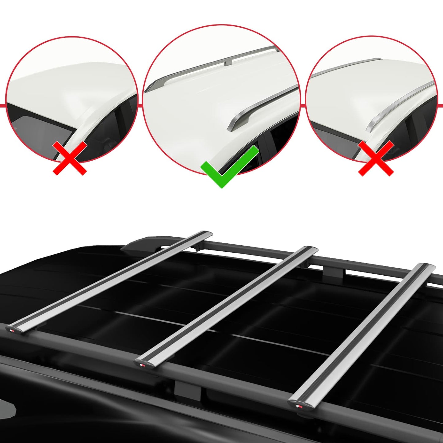 Compatible with Ford Transit/Tourneo Custom 2012-2023 BASIC Model Car Roof Rack Cross Bar Grey Aluminium 3 Bars