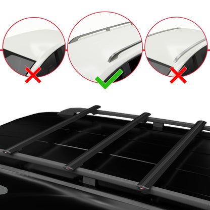 Compatible avec Ford Transit/Tourneo Courier Post-Facelift 2018-2022 BASIC Model Barres de Toit Railing Porte-Bagages de Voiture Noir Aluminium 3 Barres