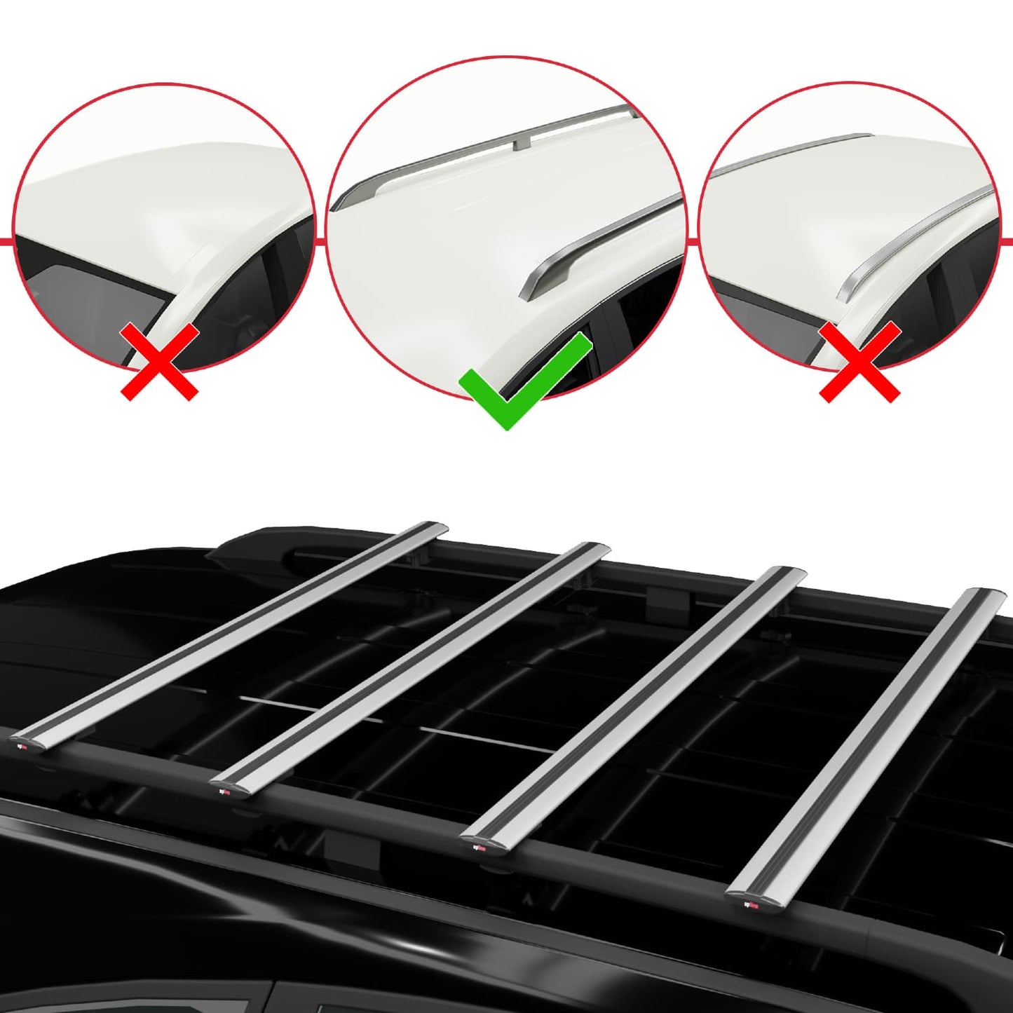 Compatible with Mercedes Viano 2 (W639) Post-Facelift 2010-2014 BASIC Model Car Roof Rack Cross Bar Grey Aluminium 4 Bars