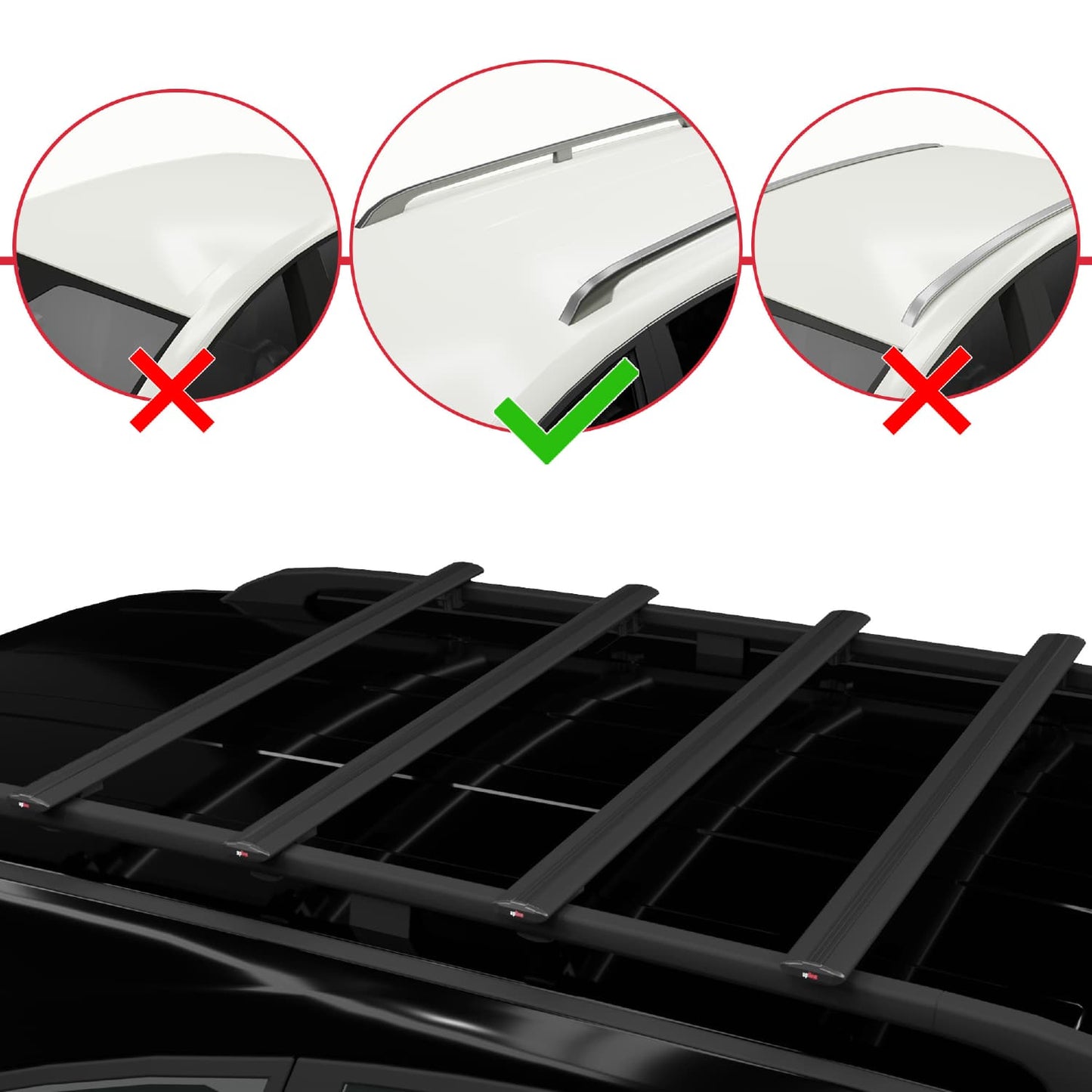 Compatible avec Citroen Jumpy 2 (G9) 2007-2016 BASIC Model Barres de Toit Railing Porte-Bagages de Voiture Noir Aluminium 4 Barres