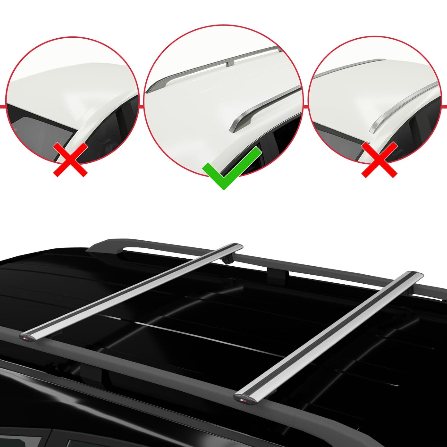 Compatible with Kia Sedona 2 (VQ) 2006-2012 BASIC Model Car Roof Rack Cross Bar Grey Aluminium 2 Bars