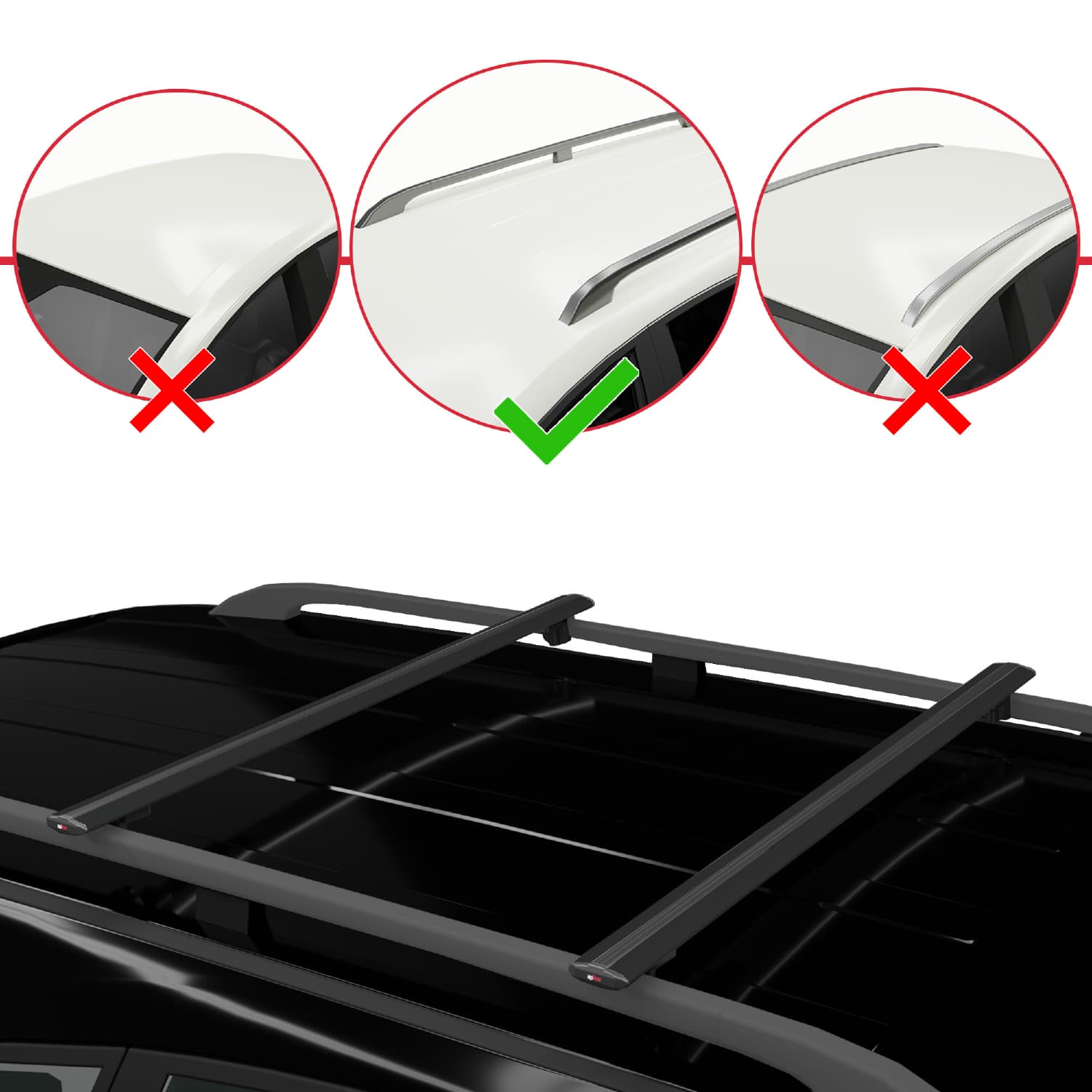 Compatible avec Nissan Rogue Sport 2017-2022 BASIC Model Barres de Toit Railing Porte-Bagages de Voiture Noir Aluminium 2 Barres