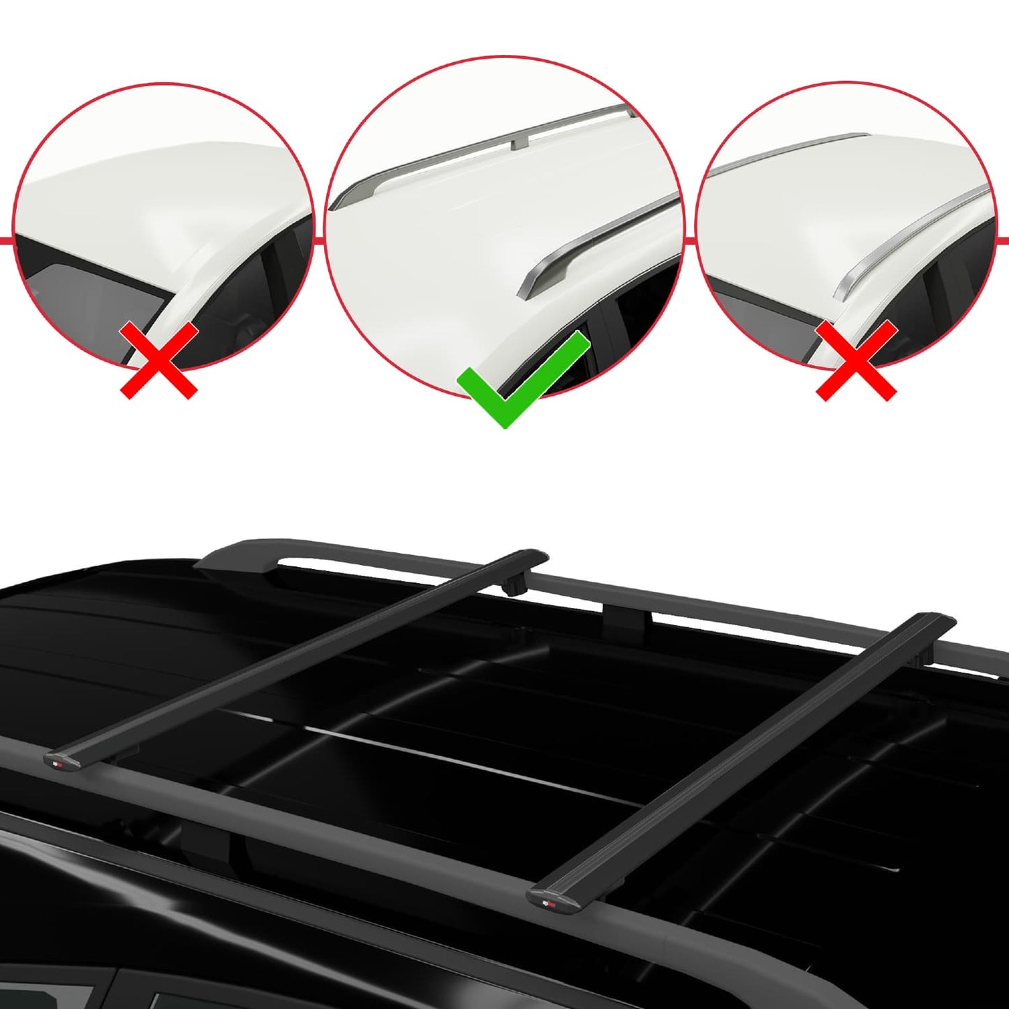 Compatible with Mercedes Vaneo (W414) 2002-2005 BASIC Model Car Roof Rack Cross Bar Black Aluminium 2 Bars