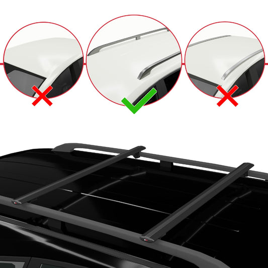 Compatible avec Hyundai Santa Fe 2024-2025 BASIC Model Barres de Toit Railing Porte-Bagages de Voiture Noir Aluminium 2 Barres