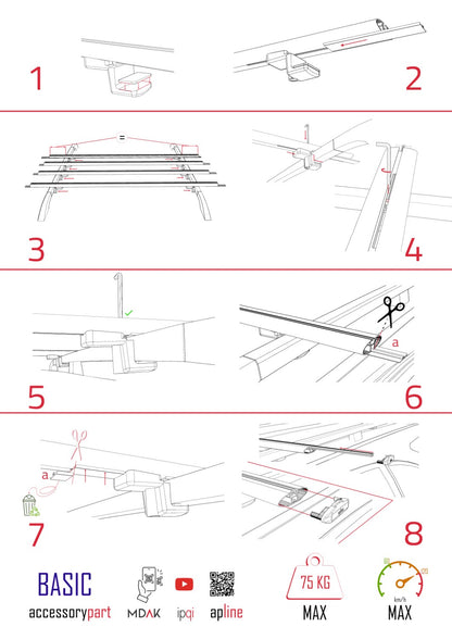 Compatible avec Citroen Nemo 3 (225) 2007-2024 BASIC Model Barres de Toit Railing Porte-Bagages de Voiture Noir Aluminium 4 Barres