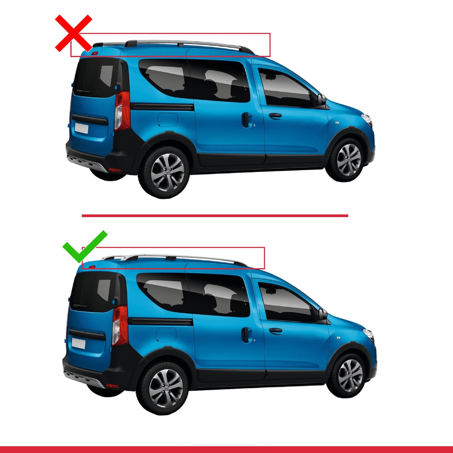 Compatible avec Dacia Dokker (K67) 2012-2024 FLY Model Barres de Toit Railing Porte-Bagages de Voiture Noir Aluminium 3 Barres