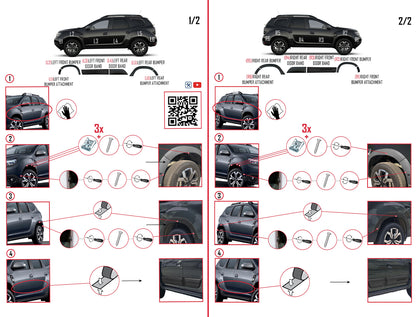 Compatible with Dacia Duster 2018-2024 Fender Wheel arch Protector Mudguard and Bodyguard Side Protection Vehicle Body Protection Kit BLACK