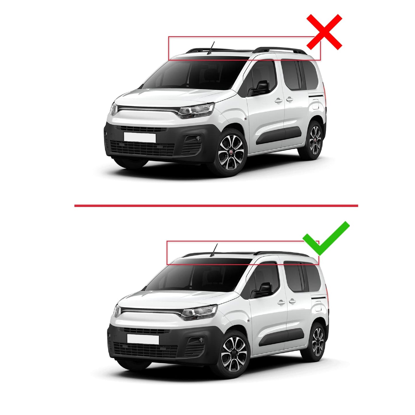 Compatible avec Fiat Doblo 3 2023-2025 ACE-2 Barres de Toit Railing Porte-Bagages de Voiture Noir Aluminium 2 Barres