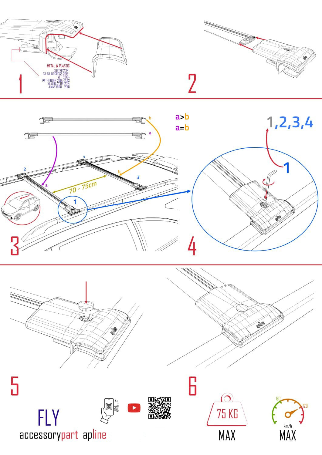 Compatible avec Subaru Forester 3 (SH) 2008-2013 FLY Model Barres de Toit Railing Porte-Bagages de Voiture Gris Aluminium 2 Barres
