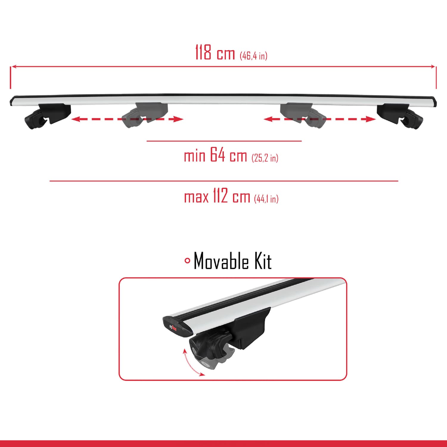Compatible avec BYD Atto 2 2025-2026 HOOK Model Barres de Toit Railing Porte-Bagages de Voiture Gris Aluminium 2 Barres