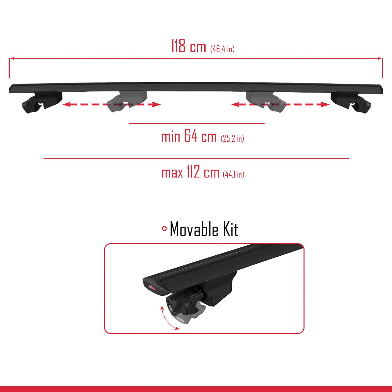 Compatible avec VW Touareg 2015-2018 HOOK Model Barres de Toit Railing Porte-Bagages de Voiture Noir Aluminium 2 Barres