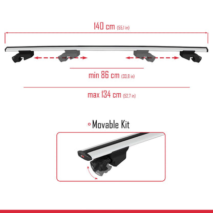 Compatible avec Mazda CX-70 2025 HOOK Model Barres de Toit Railing Porte-Bagages de Voiture Gris Aluminium 2 Barres
