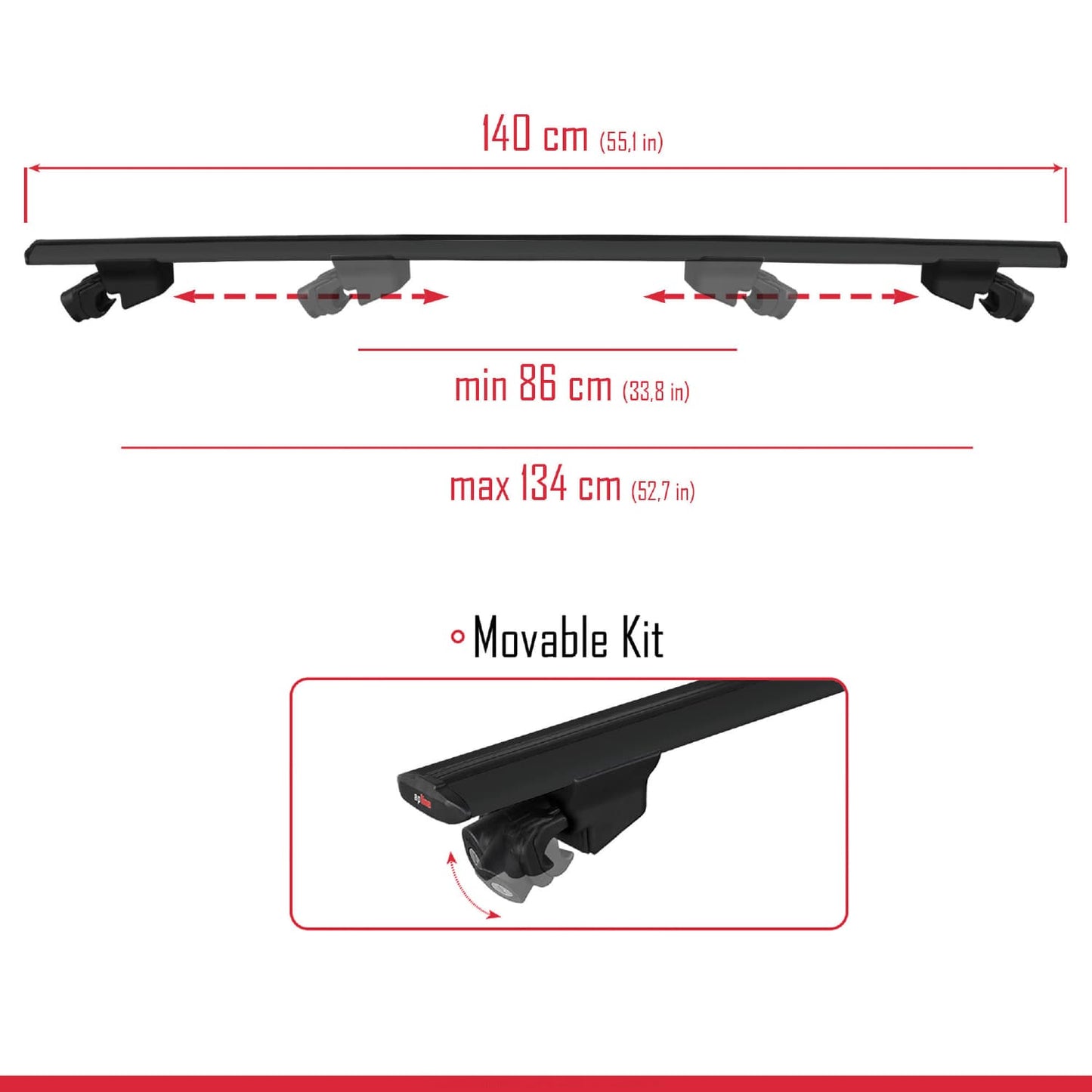 Compatible avec Lexus LX 600 2022-2025 HOOK Model Barres de Toit Railing Porte-Bagages de Voiture Noir Aluminium 2 Barres