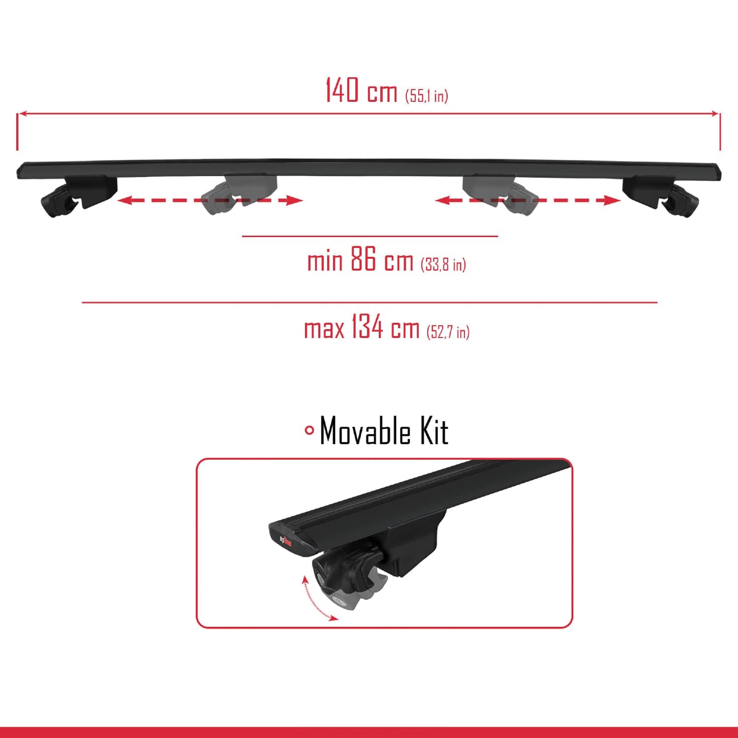 Compatible avec Lexus LX 600 2022-2025 HOOK Model Barres de Toit Railing Porte-Bagages de Voiture Noir Aluminium 2 Barres