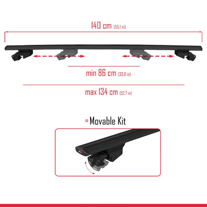 Compatible avec Lexus LX 600 2022-2025 HOOK Model Barres de Toit Railing Porte-Bagages de Voiture Noir Aluminium 2 Barres
