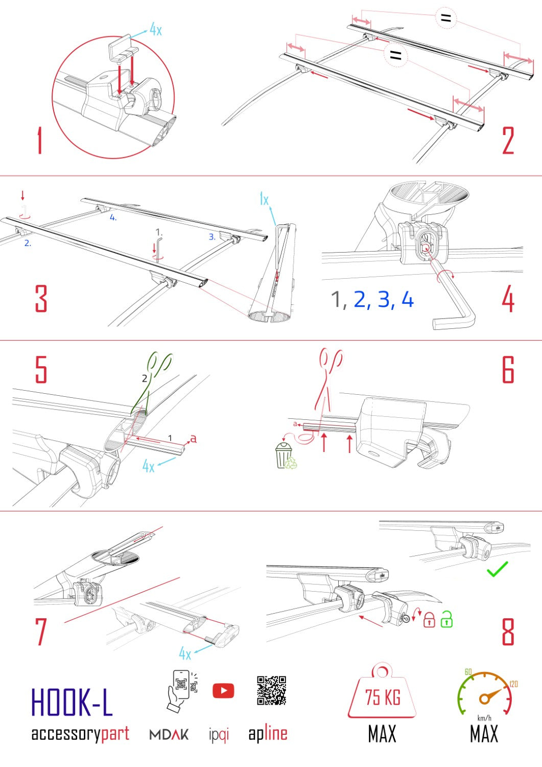 Compatible avec Kia Sorento 2 (XM) 2010-2014 HOOK Model Barres de Toit Railing Porte-Bagages de Voiture Gris Aluminium 2 Barres