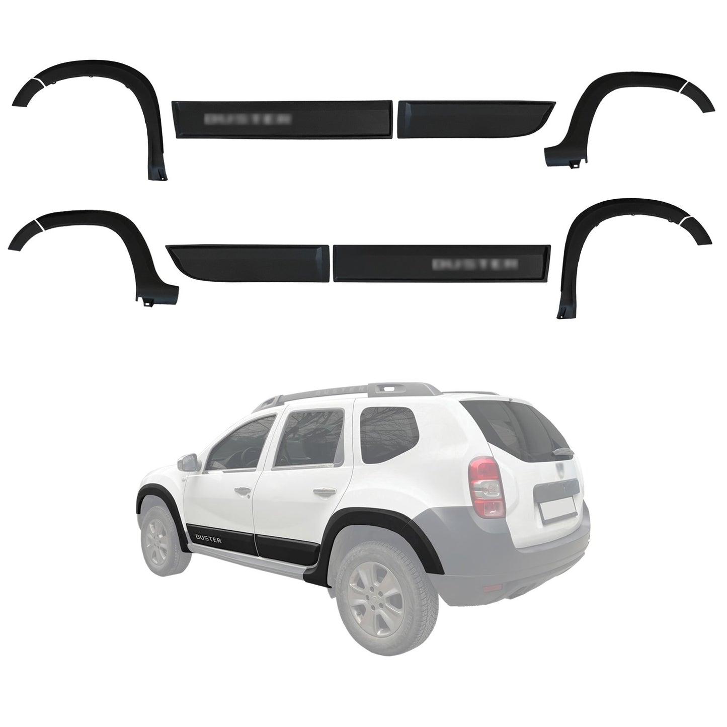 Compatible with Dacia Duster (HS) 2010-2017 Fender Wheel arch Protector Mudguard and Bodyguard Side Protection Vehicle Body Protection Kit BLACK