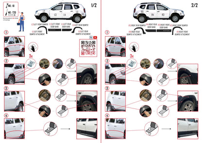 Compatible with Dacia Duster (HS) 2010-2017 Fender Wheel arch Protector Mudguard and Bodyguard Side Protection Vehicle Body Protection Kit BLACK