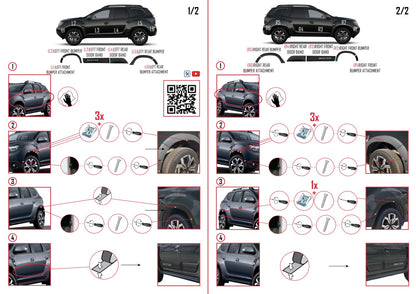 Compatible with Dacia Duster 2018-2024 Fender Wheel arch Protector Mudguard and Bodyguard Side Protection Vehicle Body Protection Kit BLACK