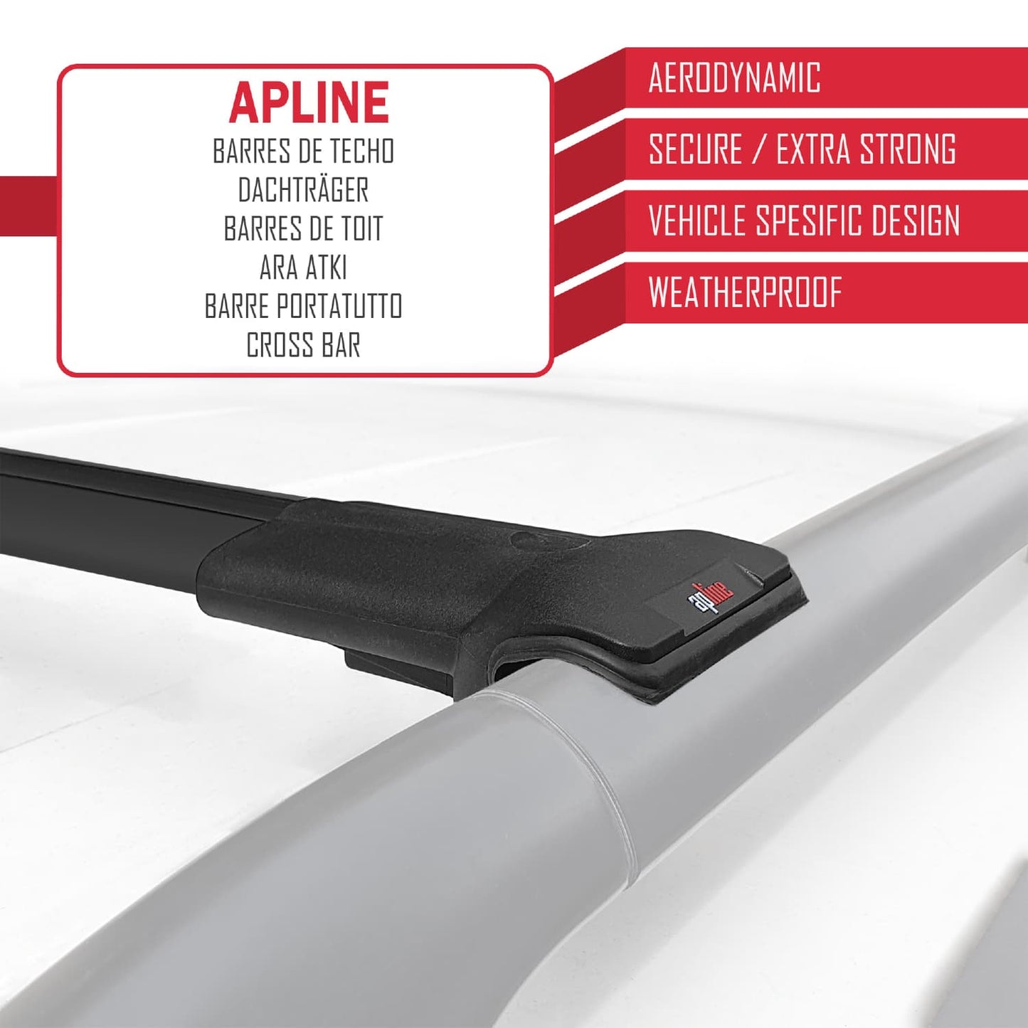 Compatible avec Seat Tarraco 2019-2024 FLY Model Barres de Toit Railing Porte-Bagages de Voiture Noir Aluminium 2 Barres