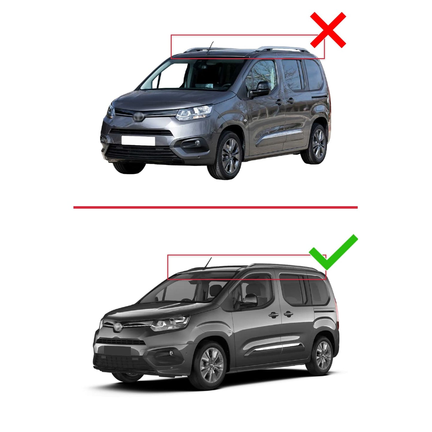Compatible avec Toyota Proace City Verso 2023-2025 HOOK Model Barres de Toit Railing Porte-Bagages de Voiture Noir Aluminium 2 Barres