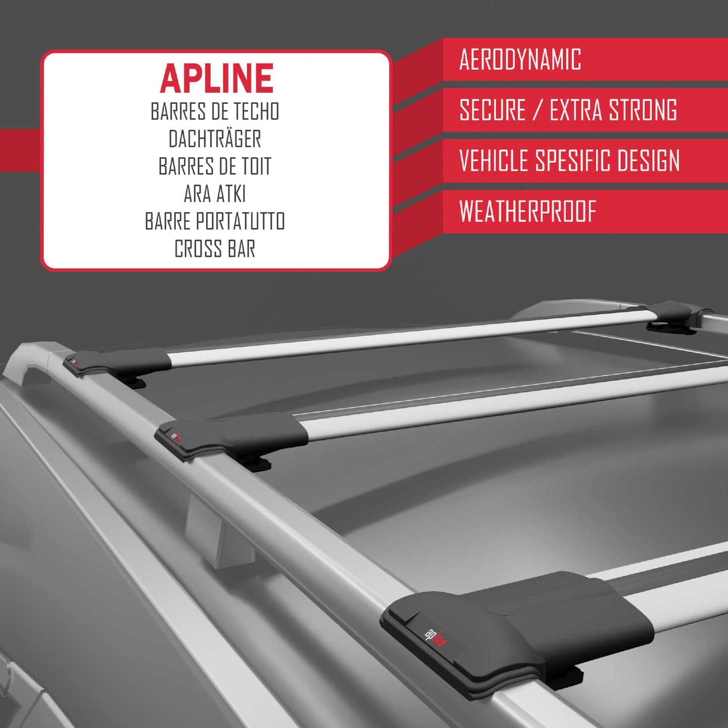Compatible avec Audi A6 Avant 2001-2005 FLY Model Barres de Toit Railing Porte-Bagages de Voiture Gris Aluminium 3 Barres